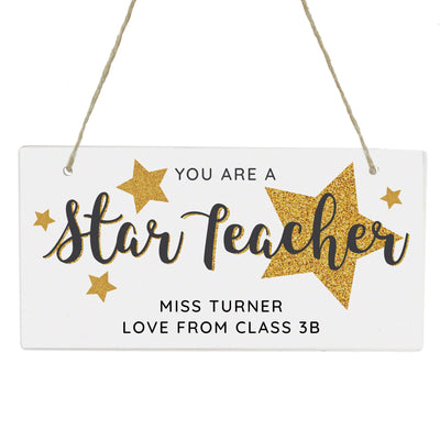 Personalised Memento Hanging Decorations & Signs Personalised You Are A Star Teacher Wooden Sign