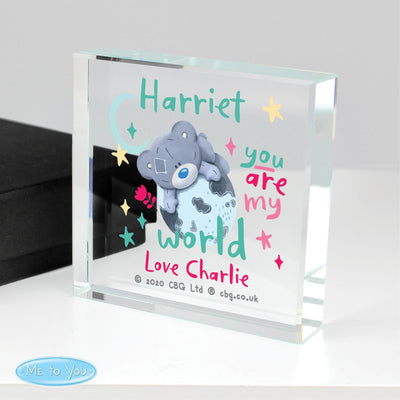 Personalised Memento Personalised You Are My World Me To You Large Crystal Token