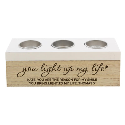 Personalised Memento Personalised You Light Up My Life Triple Tea Light Box