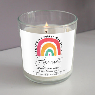 Personalised Memento Personalised You Make The World Brighter Rainbow Scented Jar Candle