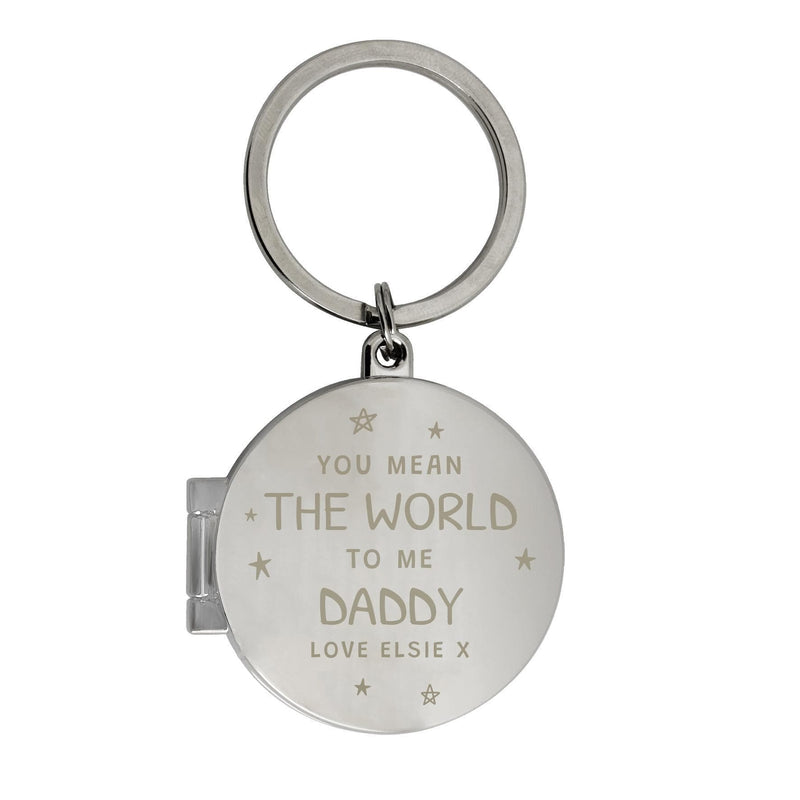 Personalised Memento Personalised You Mean The World To Me Round Photo keyring