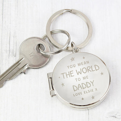Personalised Memento Personalised You Mean The World To Me Round Photo keyring