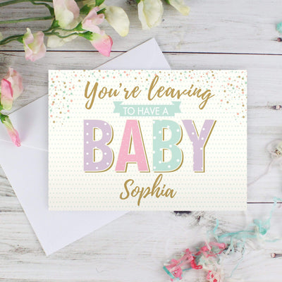Personalised Memento Greetings Cards Personalised 'You're Leaving to Have a Baby' Card
