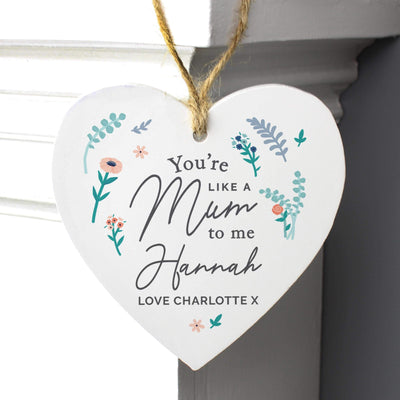 Personalised Memento Personalised You're Like A Mum To Me Wooden Heart Decoration