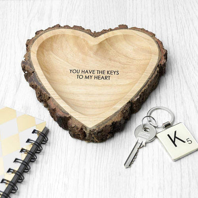 Treat Rustic Carved Wooden Heart Dish