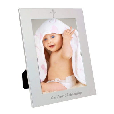 Personalised Memento Photo Frames, Albums and Guestbooks Silver 5x7 Christening Photo Frame