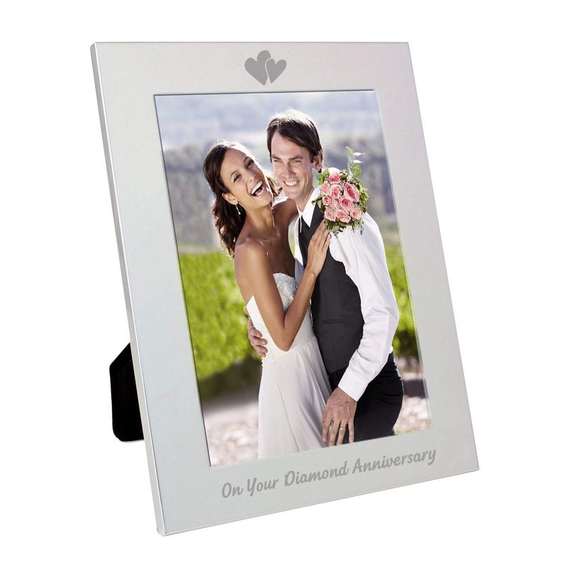 Personalised Memento Photo Frames, Albums and Guestbooks Silver 5x7 Diamond Anniversary Photo Frame