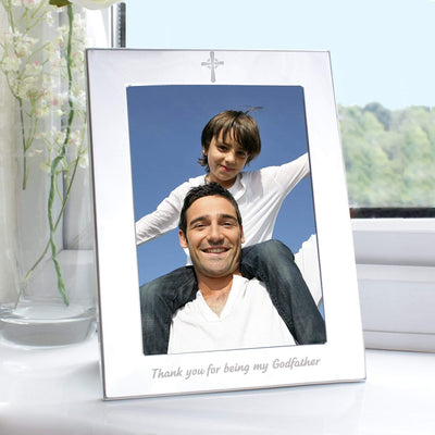 Personalised Memento Photo Frames, Albums and Guestbooks Silver 5x7 Godfather Photo Frame