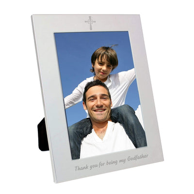 Personalised Memento Photo Frames, Albums and Guestbooks Silver 5x7 Godfather Photo Frame