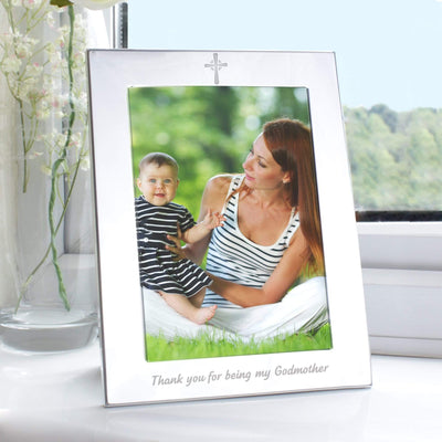 Personalised Memento Photo Frames, Albums and Guestbooks Silver 5x7 Godmother Photo Frame