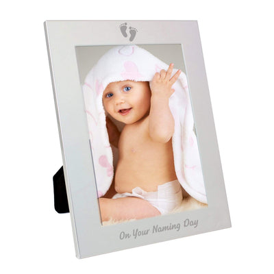 Personalised Memento Photo Frames, Albums and Guestbooks Silver 5x7 Naming Day Photo Frame