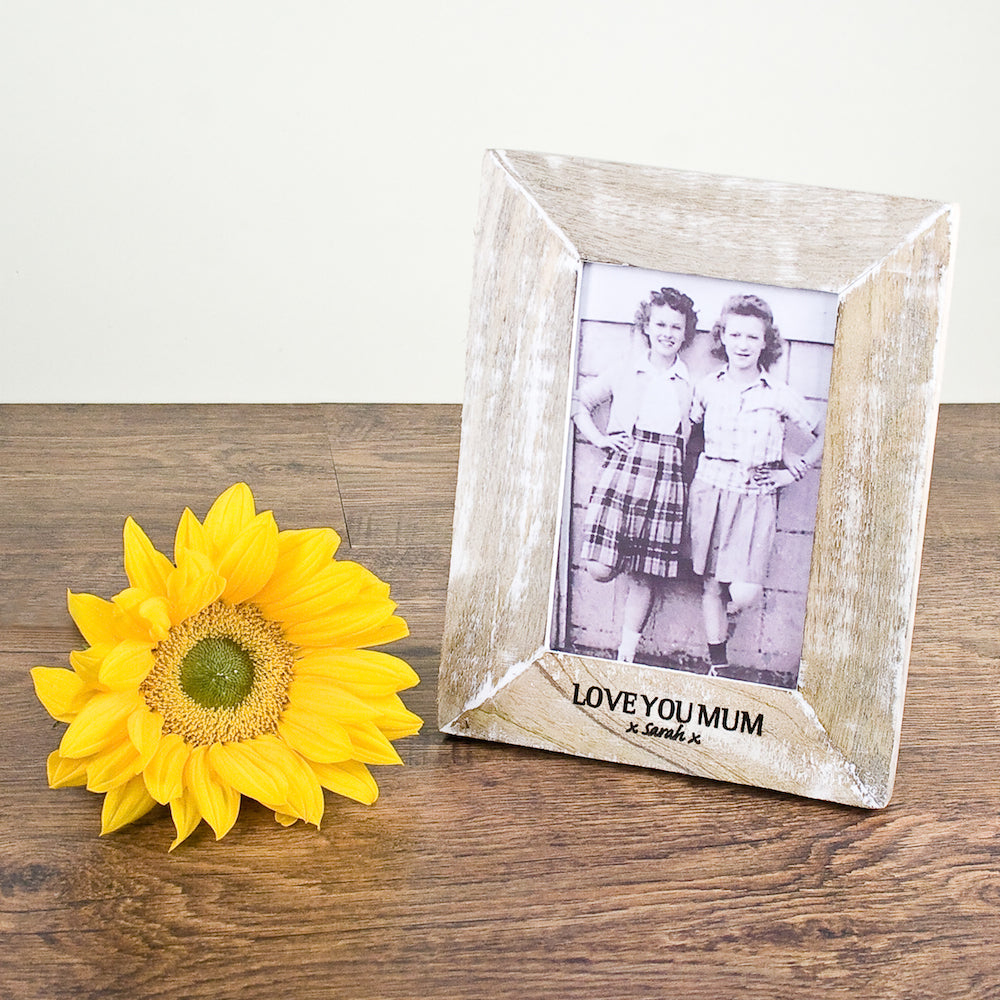 Personalised Single Rustic Photo Frame Wide Edge
