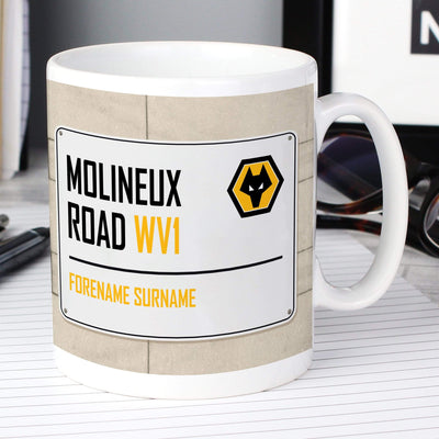 Personalised Memento Mugs Wolves Street Sign Mug