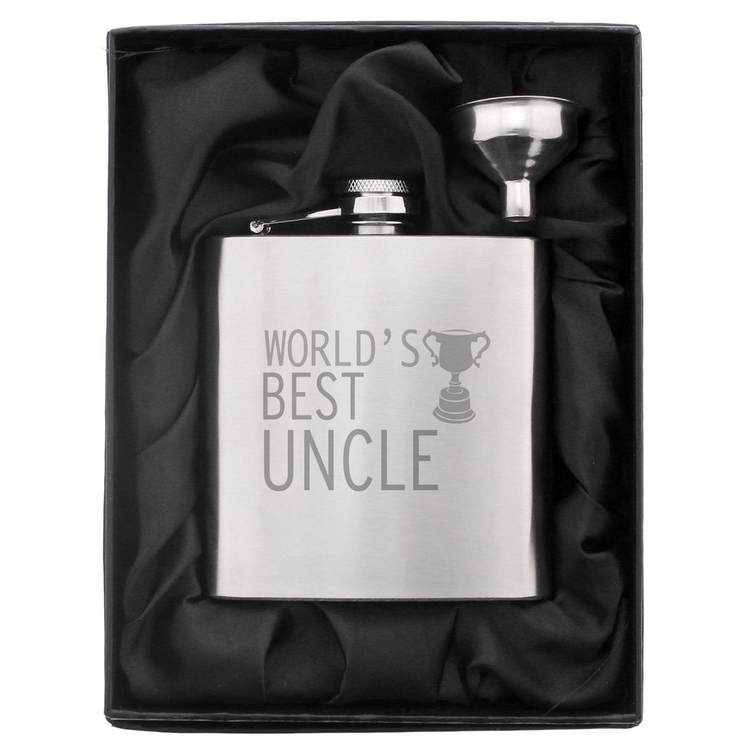 Personalised Memento Glasses &amp; Barware Worlds Best Uncle Hip Flask