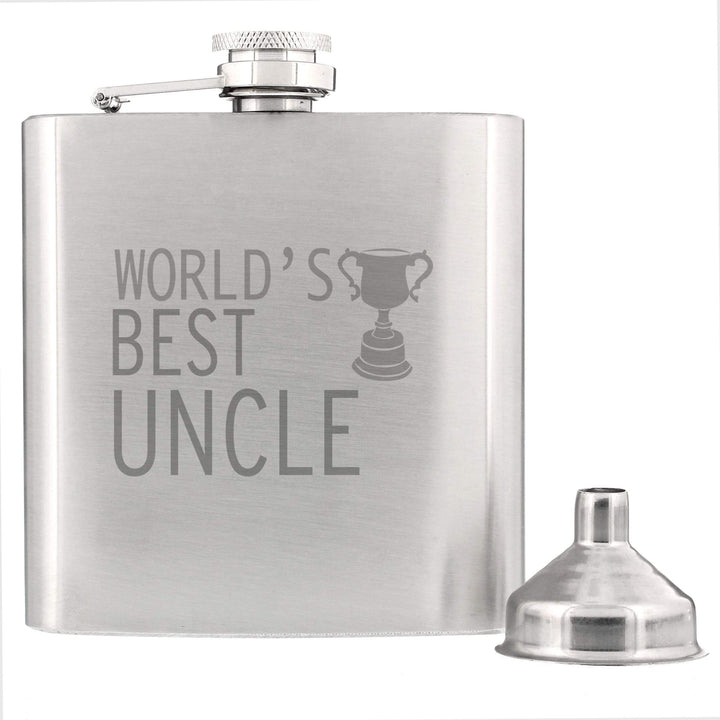 Personalised Memento Glasses &amp; Barware Worlds Best Uncle Hip Flask