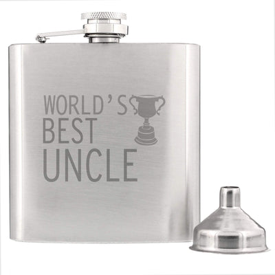 Personalised Memento Glasses & Barware Worlds Best Uncle Hip Flask