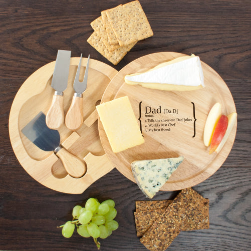 Personalised Your Own Definition Round Cheese Board with Knives